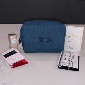 Dior Denim Blue Pouch with Fragrance Samples